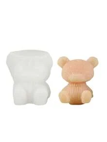 1pc Cute Sitting Bear Shaped Candle Silicone Mold - White - View 4