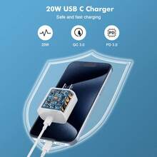 1-2个20W USB-C PD快充适配器，兼容及其他智能手机 - 白色 - 查看 4