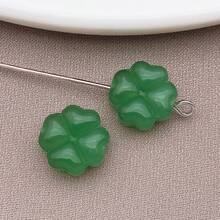 30/50pcs 10mm Clear Faceted Acrylic Four-Leaf Clover Beads With Holes For DIY Bracelet & Phone Strap Making, Lucky Charm Accessories.