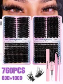 760 cílios postiços individuais por pacote, cílios postiços curvados em formato de folha de bordo (D), novos cílios postiços gatinho curvados em D de 9 a 16 mm, cílios postiços grossos em formato de folha de bordo para o outono, kit de extensão de cílios faça você mesma, crie um efeito de maquiagem natural, super grossos, inteligentes, super macios e leves, cílios postiços individuais reutilizáveis. - Multicolorido - Ver 3