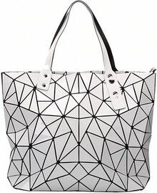 Valentine'S Day Bolsos Para Mujer Gift Geometric Lattice Top-Handle Handbag For Women Matte Tote Purse Handbags Geometry Shoulder Bag - 006whi - 查看 1