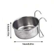 不锈钢鹦鹉食盆 - 宽口防溢食盆，带可调节夹子，适用于玄凤鹦鹉/桃脸爱情鸟/虎斑鹦鹉笼式喂食器 - 100ml - 查看 8