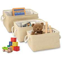 CYPNHONGHCL - Cestas de Almacenamiento de Tela para Organizar 3pcs Cestas Decorativas de Almacenamiento con Asas Cestas de Tela Organizadoras de Grandes de Plegable para Ropa Juguetes 35*25*17cm BeigeFashion - Beis - Ver 9