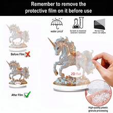 1/4件亚克力精美小马装饰摆件，钻石和硬币设计，适用于家居、农舍、客厅、卧室、办公桌，也是节日送礼佳品，2D - 多色 - 查看 8