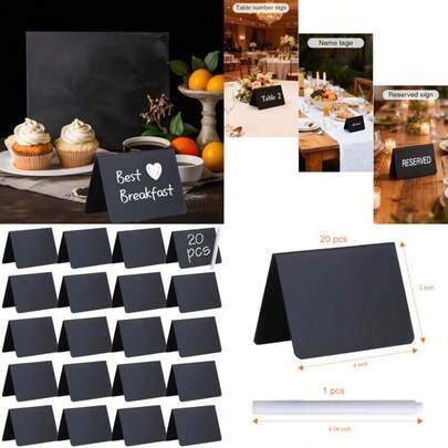 20 Pack 4"X3" Mini Chalkboard Signs For Food Buffet Party Tabletop Small Chalkboard Signs Food Labels For Wedding Bakery Buffet Easy To Write And Wipe Off