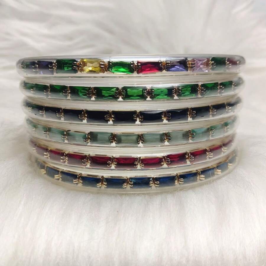 1件装 时尚水钻手链 女士闪亮果冻手镯饰品 - 彩色 - 查看 1