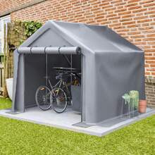 Garage Tent 244x241x217cm, Garden Shed, Waterproof Storage Shed, Bicycle Shed, Bicycle Garage, Grey - 灰色 - 查看 2