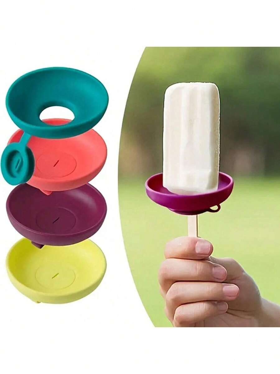 4pcs Ice Cream Mold Tray - Silicone Popsicle Molds With Drip Guard And Carrying Case, Portable Kids Ice Pop Maker, Dishwasher - Multicolor - View 1