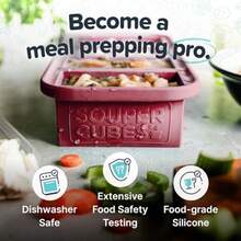 1 Cup Silicone Freezer Tray With Lids For Storing Broth Leftovers Rice Sauce And More Silicone Soup Freezer Molds For Meal Prep Cranberry 2-Pack - 蔓越莓 - 查看 3