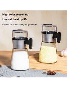 1pc Household Kitchen Measured Salt Box, Controlled Salt Bottle, Seasoning Container - Silver - View 3