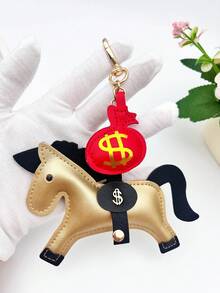 1pc New Leather Horse Coin Purse Bag Charm, Elegant & Cute Horse Wallet Essential Decor Keychain, Women Handbag Accessory, Shoulder Bag/Backpack Decoration, Meaning "Get Rich Soon" Funny Pendant, Multi-Color Options, Ideal Gift For All Seasons