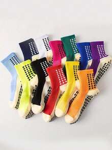 Thickened Terry Cloth Soccer Socks, Mid-Calf Long Tube Non-Slip Socks For Football, Unisex Couple Sports Socks, For Gym - 黑色 - 查看 4