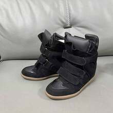 New 2025 Hidden Height Enhancement High-Top Women's Shoes, Color-Coordinated Flat Casual Sneakers For Women - 黑色 - 查看 3