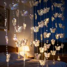 Young Girl Style Bow Curtain For Bedroom And Living Room Partition Window Curtains With Party Decorations, Stringed Bead Flowers On The Curtains, Party Background Atmosphere, Photo Setup For Taking Pictures - Multicolor - View 1
