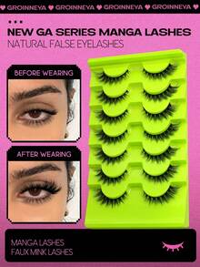 7 Pairs Cat Eye, Fox Eye, Faux Mink Fluffy & Lengthening False Eyelashes, Natural Look Makeup Tools (GA05)