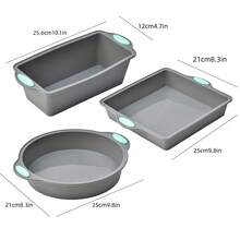 3件套烘焙工具套装，耐热蛋糕模具，微波炉烤箱两用面包/蛋糕模具，厨房家用面包模具 - 彩色 - 查看 10