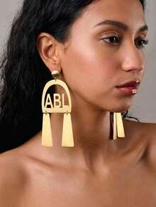 Custom Name Earring,Gold Plated Stainless Steel Dangle Earrings: Lightweight Statement Jewelry,Elegant Statement Jewelry ,Name Hoops Earring,Best Friend Gift,Mother's Day Gift, Anniversary Gift - Multicolor - View 2