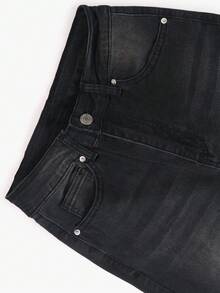 2026 Summer High Waist Stretchy Bell-Bottom Jeans, Women's Y2K Style Washed Flare Pants, Elegant Retro Sexy Bell-Bottoms - Black - View 10