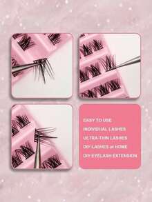 120pcs Cartoon Style Thick Eyelash Extensions, DIY Eyelash Cluster, Individual Eyelash Extensions For Home Use