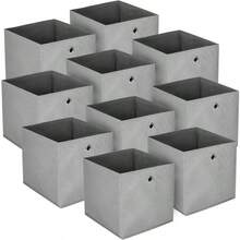 Set of 10 Storage Boxes Folding Fabric Folding Boxes with Finger Hole 32 x 32 x 32cm for Kallax Shelves or Room Divider - Hellgelb - Übersicht 7