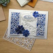 创意花卉边框金属切割模具，DIY剪贴簿相册和压花模板，贺卡制作工具，卡片纸切割工艺品，礼品卡制作模板模切。 - 銀色 - 查看 3