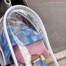 1个手提/收纳袋，适用于毛绒玩具、PVC化妆包、透明大容量整理袋，可收纳充电器、数据线、耳机、圣诞装饰品、圣诞礼物包装袋（不含玩偶）