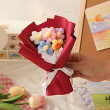 1 Bouquet Creative Yarn Simulated Puff Flower Bouquet, 18cm X 15cm, Suitable As Mother's Day Gift, Birthday Gift, Holiday Gift, Party Gift, Back To School Gift, Valentine's Day Gift, Souvenir Gift - Multicolor - View 15