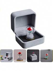 永生玫瑰玻璃罩礼盒 - 手工制作，逼真仿真玫瑰，完美的情人节礼物。采用玻璃罩设计和柔软的天鹅绒底座，适合情人节、婚礼、周年纪念日和生日等场合。包含礼盒。 - 彩色 - 查看 3