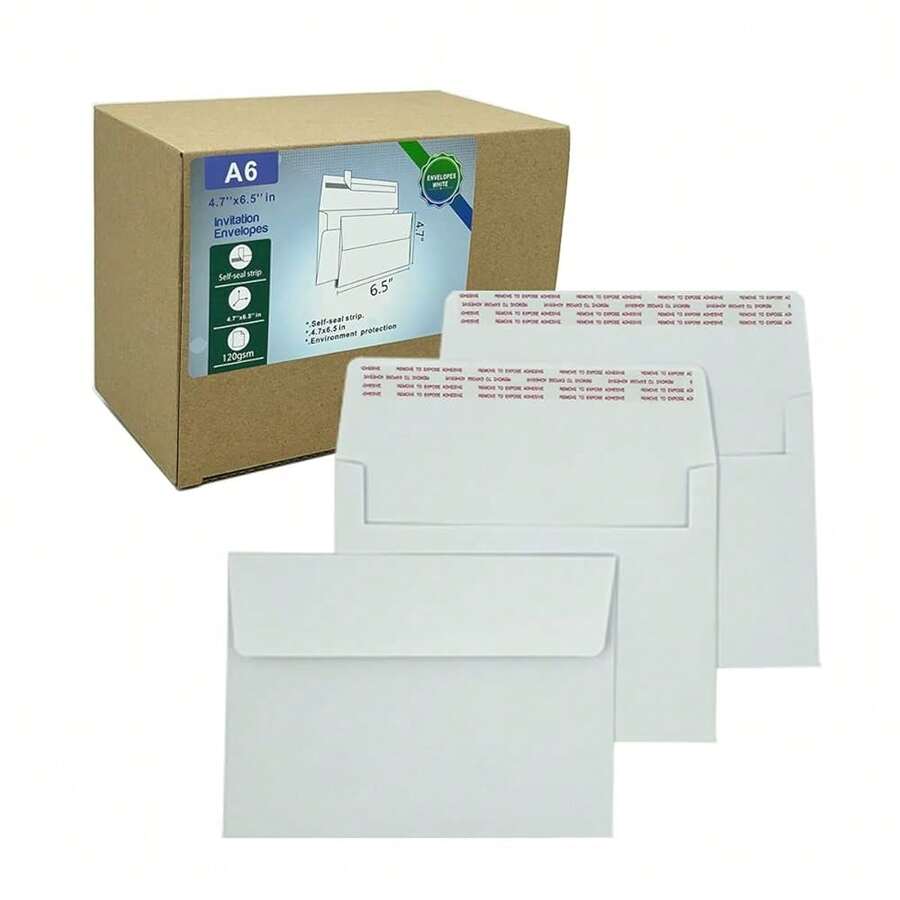 A6 Invitation Envelopes(120 PCS 4.7x6.5 In) - Windowless Design 120GSM White Paper Envelopes With Printabl Quick Se--Seal For Invitations, Greeting Cards, Photos Invoices - 120pcs4.7*6.5in - View 1