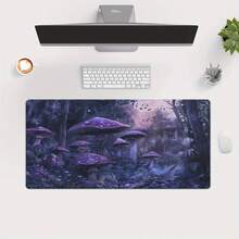 1pc Enchanted Dark Forest Mushroom Design Gaming Mouse Pad - Non-Slip Rubber Base, Vivid Purple & Blue Fantasy Art Desk Mat For PC, Laptop, Office & Gaming Setups, Mousepad For Desk, Laptop Workspace, Mystical Aesthetic, Smooth Surface, Tech Enthusiasts - 90x40cm(35.4x15.7in) - View 6