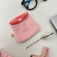 1/2pcs Set Fashionable Color Block Coin Purse, Creative Mini Plush Earphone Holder & Card Case - Multicolor - View 5
