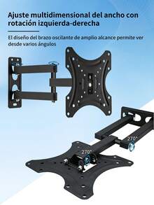 Soporte De Pared Para Tv, 14 A 55 Pulgadas, Máxima 50 Kg Máx. 400 X 400 Cm, Articulado, Inclinable Y Giratorio, Extraíble Universal Mural Para Televisión Monitor Ajustable - Negro - Ver 6