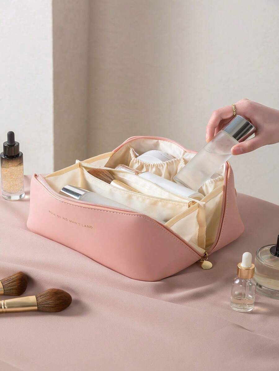 1Pc Large Capacity Pu Waterproof Cosmetic Bag Women's Makeup Tools Organizer For Makeup Bag Makeup Pouch Skincare Bag Toiletry Bag Packing Cubes, Travel Essentials Cruise Essentials Dorm Essentials, Wedding Bridesmaid Gifts, Mom Gifts, Birthday Gifts, Gifts For Friends And Teachers, Home Decor, Bathroom Living Room Bed Makeup Bag Gifts Storage Zipper Accessories,Gifts For Women,Christmas Gifts,Gift Ideas For Women,Pouch,Makeup Pouch,Travel Essential