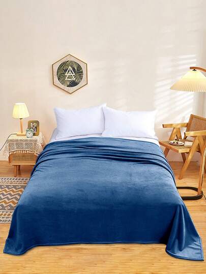 1 Pieza Manta De Franela Liso Matrimonial Cálida Y Cómoda, Adecuada Para Todo El Año, Ideal Para El Sofá, La Oficina Y El Camping, Tonos Cómodos Combinados Con Un Estilo Moderno(180*200CM)