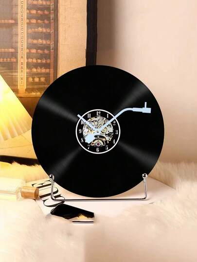 1 件，复古音乐主题黑胶唱片时钟，12 英寸时钟，静音时钟，创意卧室时钟，客厅，厨房，办公室装饰挂钟，家居装饰，生日礼物，乔迁礼物。