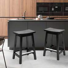 DOPINMIN Bar Stool Set Of 2, Bar Dining Chairs, Backless Barstools For Kitchen - 棕色 - 查看 3