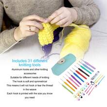 Set Of 31 Ergonomic Crochet Hooks With Case: Perfect For Creating Blankets, Hats, Rugs And Pillows. - Multicolor - View 4