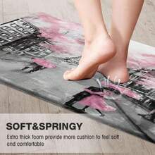 Kitchen Rug Anti Fatigue Kitchen Mat Cushioned Black White Pink Paris Eiffel Tower Kitchen Rugs Non S Waterproof Kitchen Rugs Anats For Floor Laundry Standing Desk Sink,39064292 - Rose Red - View 6