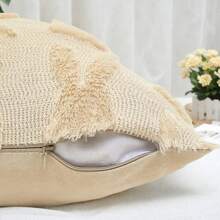 1pc Easter Decoration, Beige Rabbit, Soft & Fluffy Faux Wool Decor Farmhouse Style Throw Pillow Cover, Suitable For Sofa, Home Decor, Living Room, Bed, Holiday Decoration - Beige - View 5