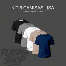 Set Of 5 Comfortable, Basic, Plain T-Shirts For Everyday Wear, 100% Cotton, 30.1 Yarn, Men's/Unisex, Breathable, Reinforced Seams!! - ĐEN-XÁM-TRẮNG-BEIGE-XANH NAVY - Xem 1