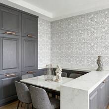 20pcs Self-Adhesive Wall Tiles - 8 Inch X 8 Inch, Shallow Embossed Design, 3D Visual Effect - Glossy Blue With Silver Tin Texture, Suitable For Kitchen, Fireplace, Cabinet, Bar Backsplash