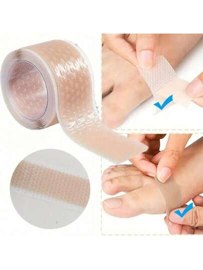 1/2 Roll Silicone Gel Blister Bandage - Transparent Heel Protector Tape, Suitable For Feet, Hands And Toes, Relieve Shoe Friction, Prevent Blisters, Flexible And Breathable, Camping Equipment, Camping Essentials