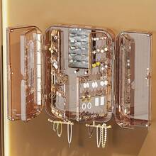 1pc Jewelry Storage Box, Multi-Function Earring Necklace Jewelry Box, Elegant Wall-Mounted Jewelry Holder - Multicolor - View 8