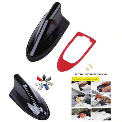 Antena Aleta Tiburon Universal Radio FM/Am Seal Estereo Negro brilloso