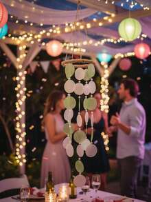 1个海洋微风风铃，发出舒缓的声音，天然彩虹贝壳风铃，适合花园和家居装饰，是送给妈妈、乔迁新居、圣诞节的理想礼物 | 室内/室外音乐装饰 - 薄荷綠 - 查看 9