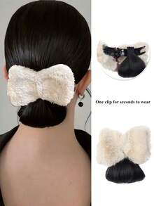 Women's Fashion Cute Bow Hair ClipAutumn/Winter Alligator Hair Clip Hairpin Accessory , Suitable For Daily & Party Wear, Double-Sided Bow Plush Hair Clip Wig Hairpiece Gift For All Seasons Valentines Claw Clips Hair Claws Hair Barrettes, School Stuff, Elegant, College, Winter Outfit For Women, Bows, Hair Accessories