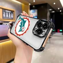 Funda divertida con el logotipo del equipo Dolphin Miami, compatible con teléfonos ,  17,  16 Pro Max,  15 Pro Max,  13 y  12. Fabricada en TPU, ofrece protección contra golpes y caídas. Perfecta para aficionados al deporte, regalos de verano, familiares, amigos y celebraciones en días de partido. - Negro - Ver 5