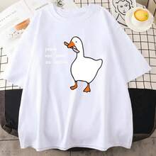Camiseta de hombre con estampado "La paz nunca fue una opción", patos divertidos, camiseta de algodón de manga corta, tops casuales sueltos, camisetas de hombre, ropa de calle - Blanco - Ver 1