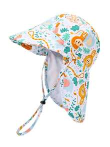 1 pezzo Cappello da sole in rete traspirante per bambini con motivi a cartone animato di unicorno/leone/zoo/zebra/orso/oceano, adatto per attività all'aperto di bambini piccoli, parco giochi, viaggi, spiaggia, nuoto - Multicolore - Visualizzare 15