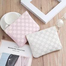Leather Pocket Cosmetic Bag For Purse,Coin Purse Lipstick Cosmetic Accessories Organizer, Travel Kit Storage Pouch,Waterproof Portable No Zipper Se--Closing Small Makeup Pouch For Women - 粉紅色+白色 - 查看 6